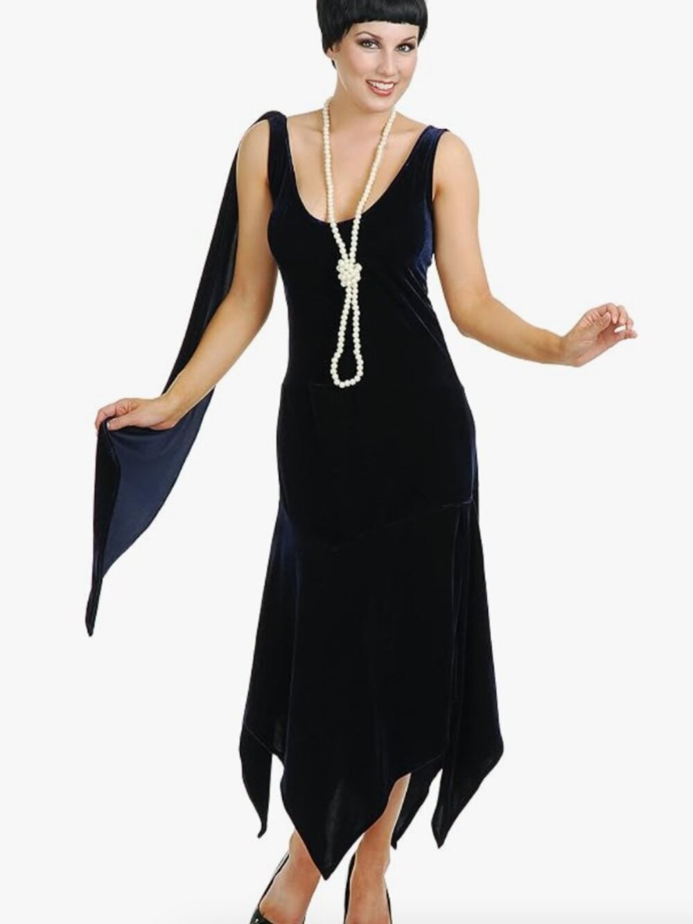 Charades Sandy Speak Easy Flapper 1920s style costume velvet Dress w/ drape S